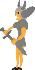 Warrior with sword helmet with wings and horns illustration