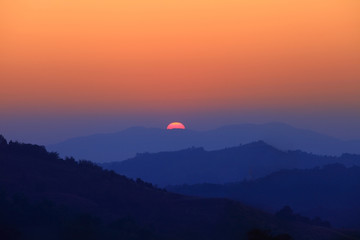 Morning sunrise on the mountion.