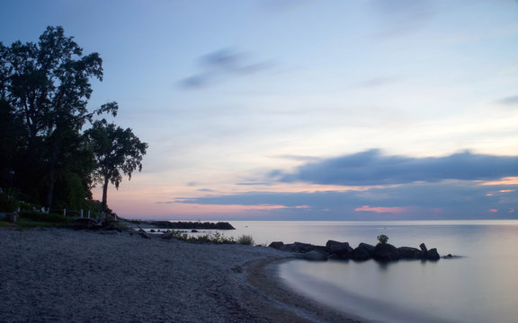Lake Erie Beach in Evening