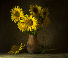 Still Life with Sunflowers and Butterfly