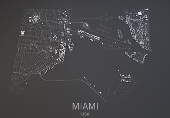 Miami mappa, vista satellitare, città Stati Uniti