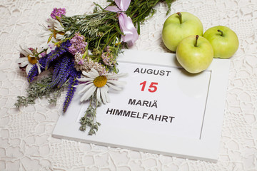 Mariä Himmelfahrt. Kalender 15 August