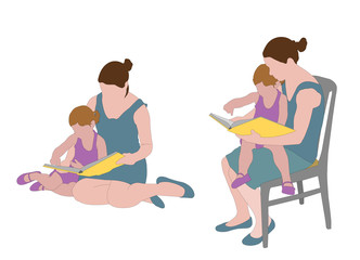 mother reading book to child - vector