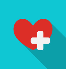 Trendy medical symbol with long shadow