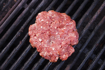 Raw burger beef