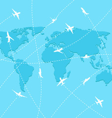 Set planes on map background