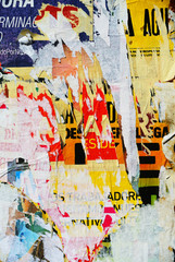 Random collage texture paper on eroded wall