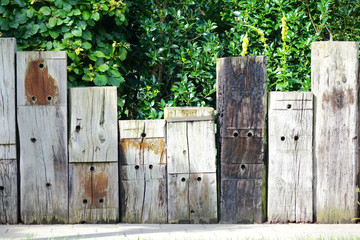 wall of wooden building block