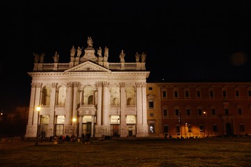 Basilica of St. John Lateran at night, Rome, Italy - obrazy, fototapety, plakaty