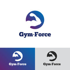 Vector minimalistic gradient gym logo. Fitness badge logotype
