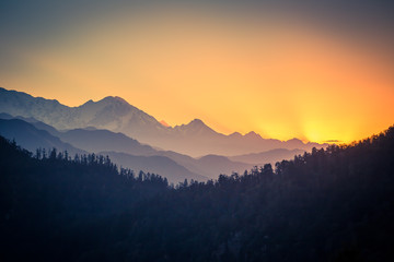 Himalayan mountains at sunrise