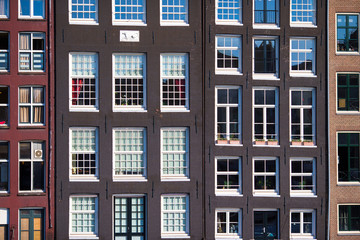 Traditional dutch buildings on canal in Amsterdam, Netherlands