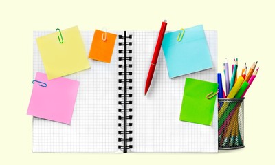 Notebook, page, paper.