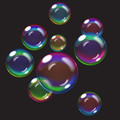 Transparent soap bubbles. Transparency only in vector file
