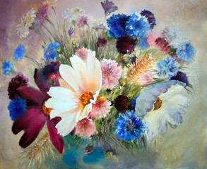 Obrazy  Akwarela malarstwo piękne kwiaty.