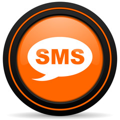 sms orange icon message sign