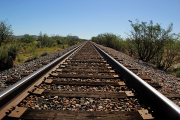 Fototapeta premium Railroad Tracks Go on for Miles in West Texas