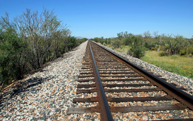 Fototapeta premium Railroad Tracks Go on for Miles in West Texas