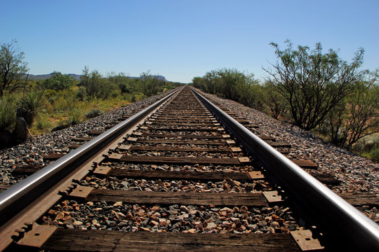 Railroad Tracks Go on for Miles in West Texas