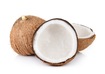coconut closeup on a white background