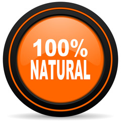 natural orange icon 100 percent natural sign