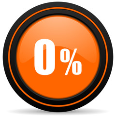 0 percent orange icon sale sign