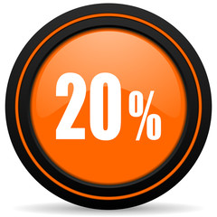 20 percent orange icon sale sign