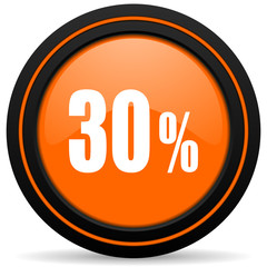 30 percent orange icon sale sign