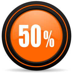 50 percent orange icon sale sign