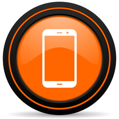 smartphone orange icon phone sign