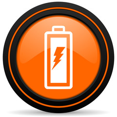 battery orange icon power sign