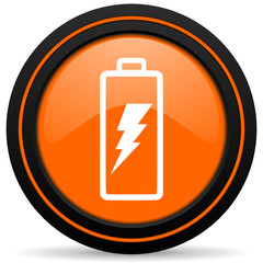 Fototapeta premium battery orange glossy icon