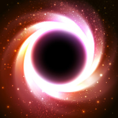Black hole at the galactic center. Space vector background