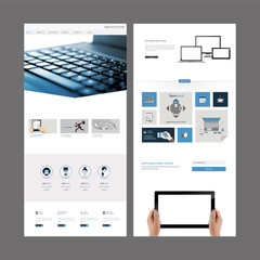 Business One page website design template. Vector Design.