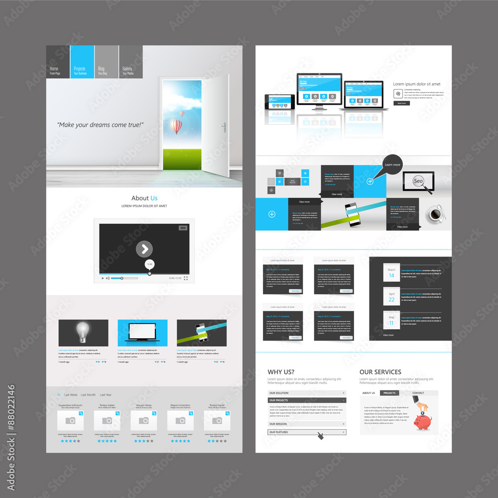 Canvas Prints business modern clean one page website design template. vector design