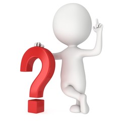 3D man near red question mark