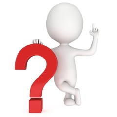 3D man near red question mark