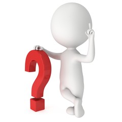 3D man near red question mark
