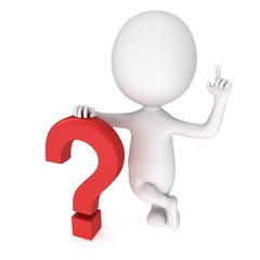 3D man near red question mark