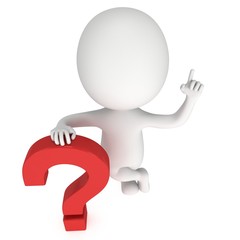 3D man near red question mark