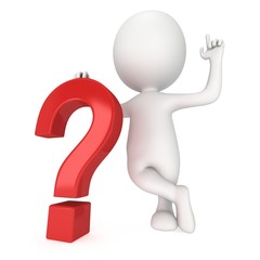 3D man near red question mark