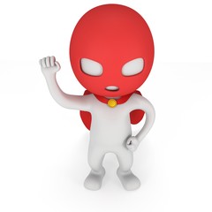 3d man brave superhero with red cloak