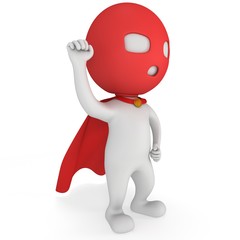 3d man brave superhero with red cloak