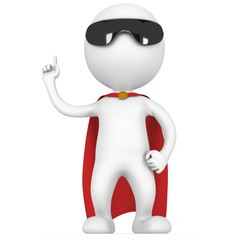 3d man brave superhero with red cloak