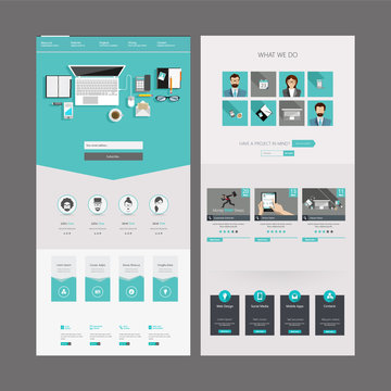 Business Modern Clean One page website design template. Vector Design 