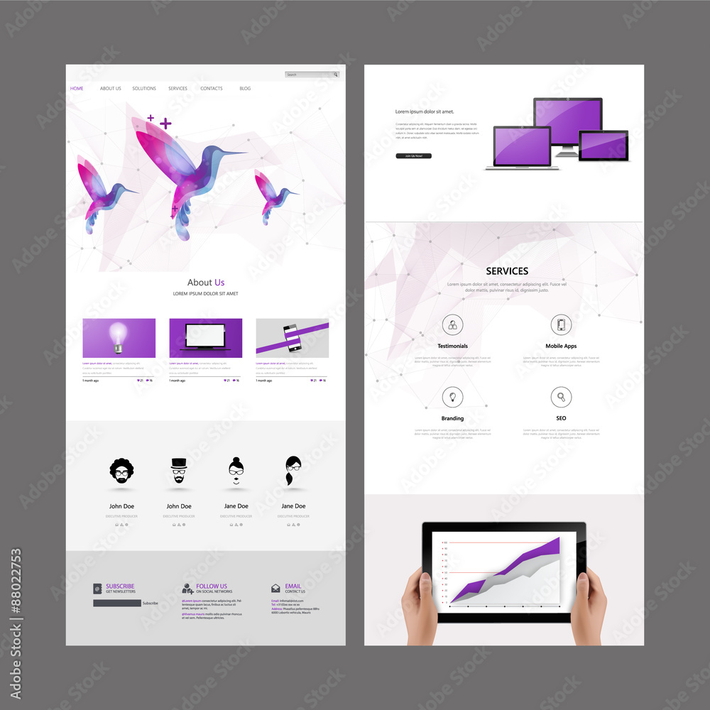 Sticker one page website design template. vector design