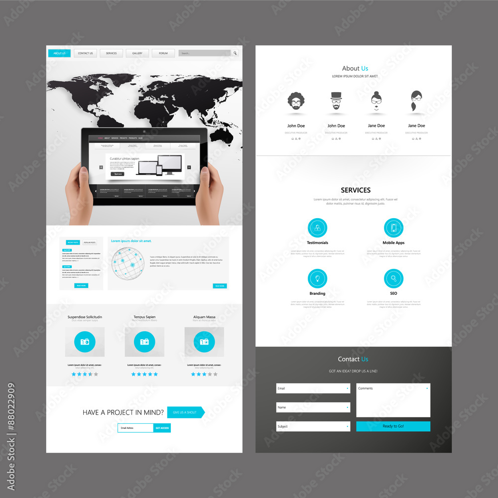 Poster one page website template and header designs