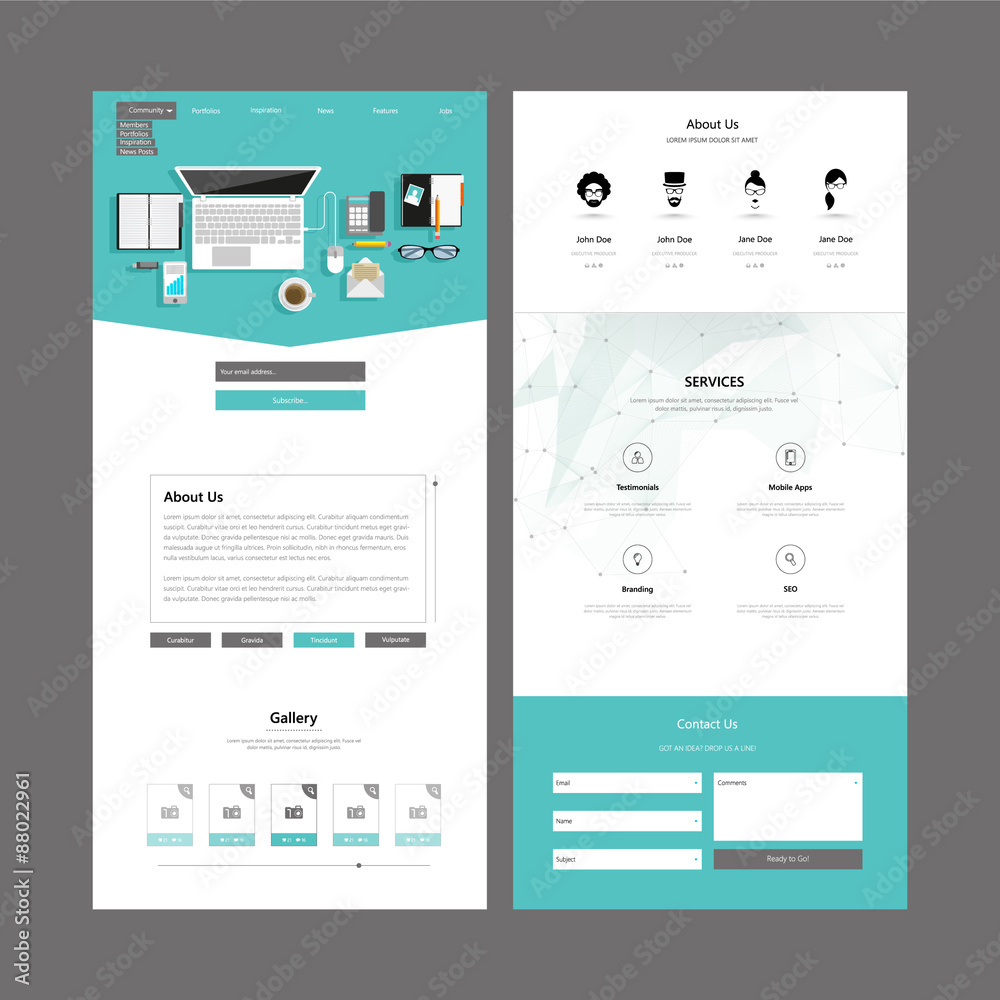 Canvas Prints one page website template and header designs