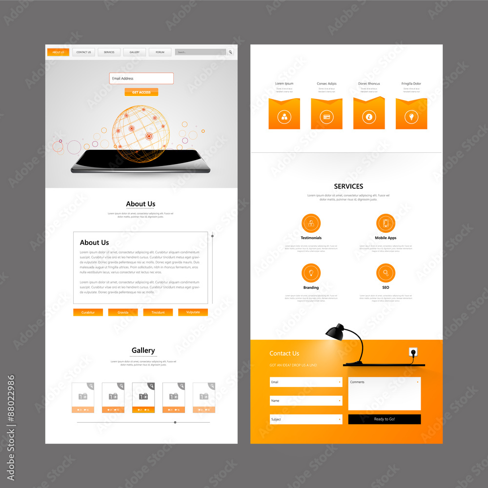 Poster one page website template and header designs