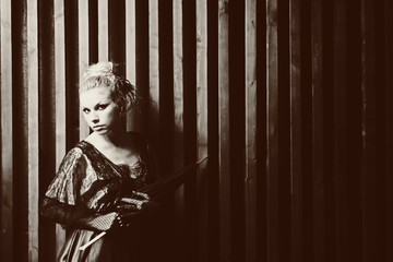 Portrait of a young woman with an umbrella